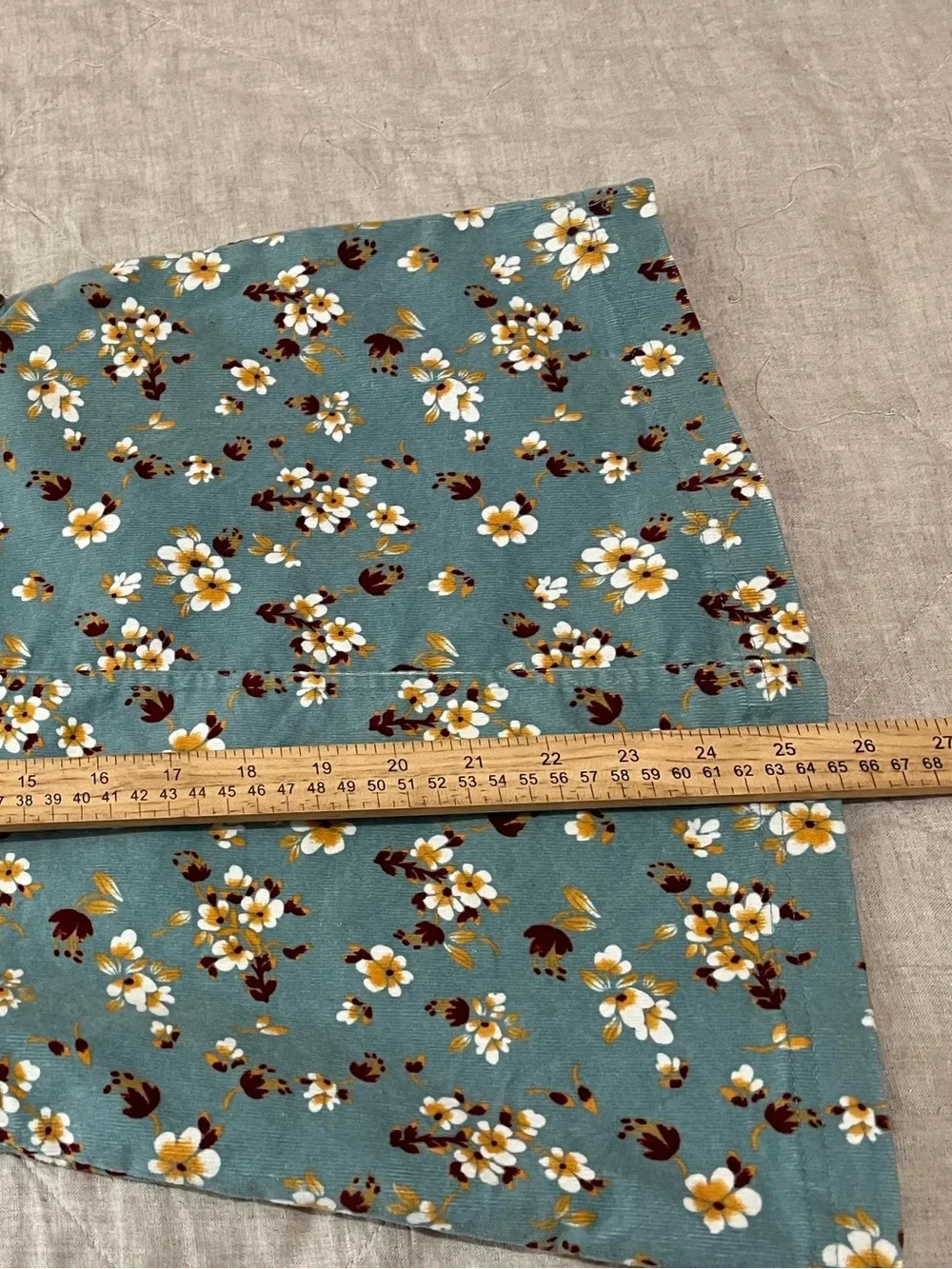 TAHARI Girls Size 7 Fine Corduroy Overall Dress Teal Floral